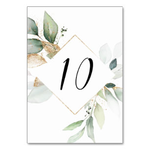 Aquarell und Gold-Tischnummern Tischnummer