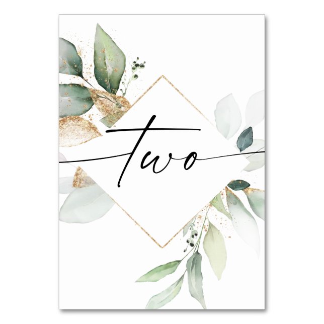 Aquarell und Gold Tischnummern Zwei (Vorderseite)