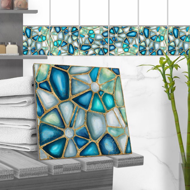 Aquarell- und Goldzellen - Keramik Fliese (Von Creator hochgeladen)