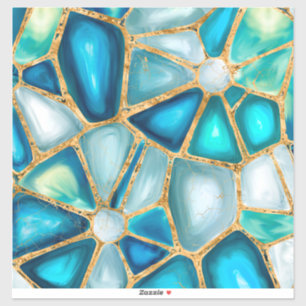 Aquarell- und Goldzellen - Ozeane Aufkleber