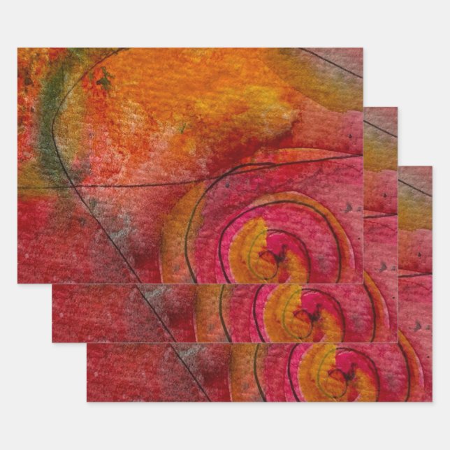 Aquarell und Hübsche Farbmuster Art Abstrakt Geschenkpapier Set (Set)