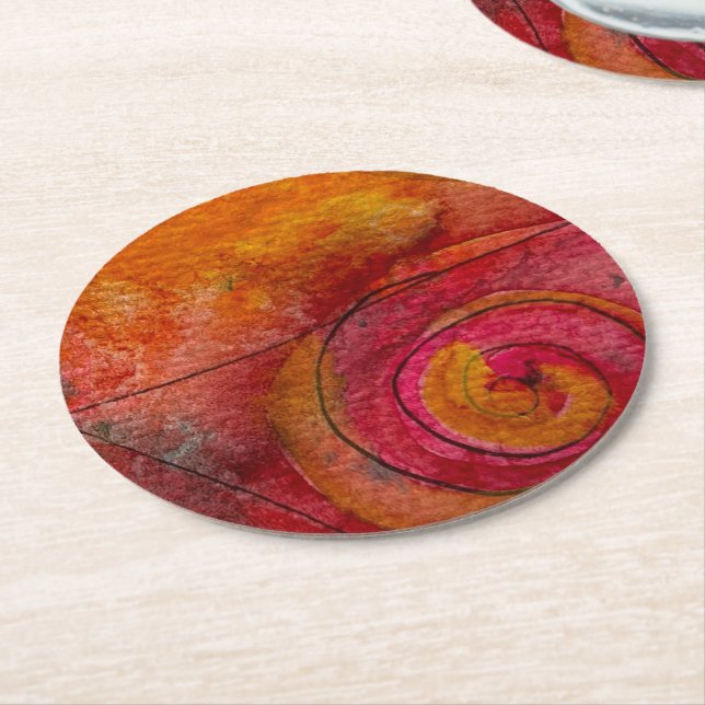 Aquarell und Hübsche Farbmuster Art Abstrakt Runder Pappuntersetzer (Angewinkelt)