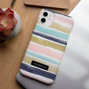 Aquarell und Imitate Glitzer Streifen iPhone 15 Pro Max Hülle