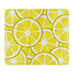 Aquarell und Pen Lemon Scheiben Schneidebrett