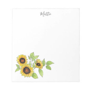 Aquarell und Pen Sonnenblumen Notizblock