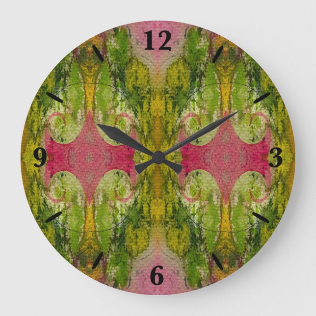 Aquarell und Tinte Abstrakte beeindruckende Kunst Große Wanduhr (Vorderseite)
