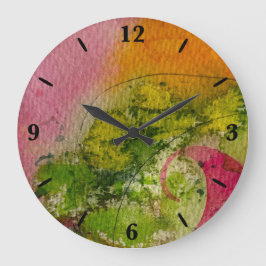 Aquarell und Tinte Abstrakte beeindruckende Kunst Große Wanduhr