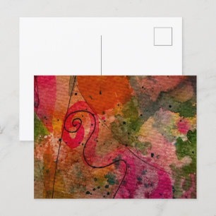 Aquarell- und Tinten-Abstracte schöne Malerei Kuns Postkarte