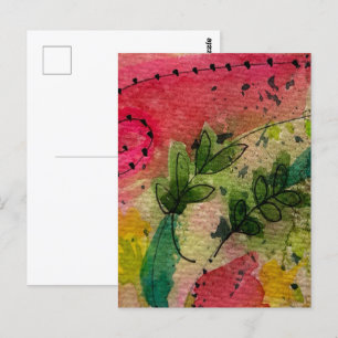 Aquarell- und Tinten- abstrakte Impressionismus-Ku Postkarte