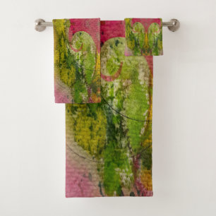 Aquarell- und Tinten-Abstrakte Impressionistische  Badhandtuch Set
