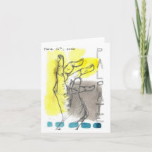 Aquarell- und Tintenhandschuhe und Grußkarte für W