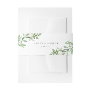 Aquarell und weiße Blume Hochzeit Einladungsbanderole