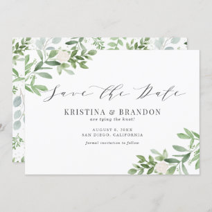 Aquarell und weiße Blume Hochzeit Grau Save The Date