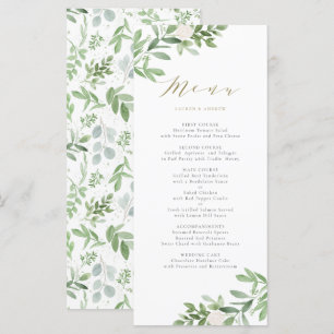 Aquarell und weiße Blume Hochzeit Menükarte
