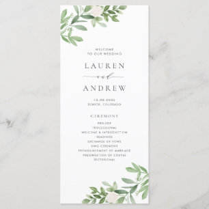 Aquarell und weiße Blume Hochzeit Programm
