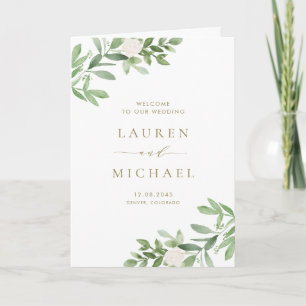 Aquarell und weiße Blume Hochzeit Programm