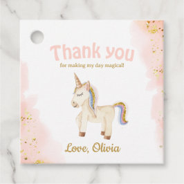 Aquarell Unicorn Pastellgold Glitzer Geburtstag Geschenkanhänger