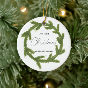 Aquarell Unser erstes Weihnachten als Großeltern C Keramik Ornament