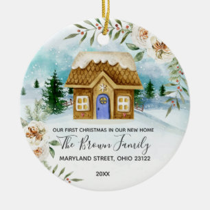 Aquarell Unsere ersten Weihnachten in unserer neue Keramik Ornament