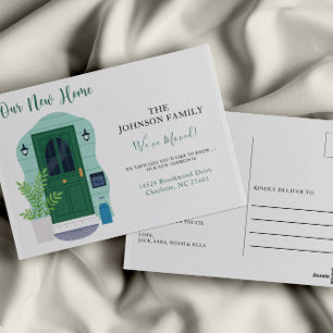 Aquarell Unsere neue Ankündigung zum Zuhause-Versc Postkarte