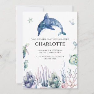Aquarell unter dem Meer Baby Shower Einladung
