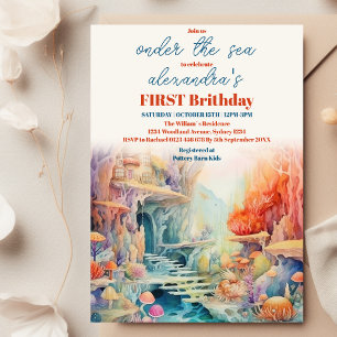 Aquarell Unter dem Meer Freundlicher Kindergeburts Einladung