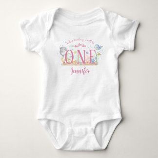 Aquarell-Unter-dem-Meer-Mädchen-1.-Geburtstags-T-S Baby Strampler