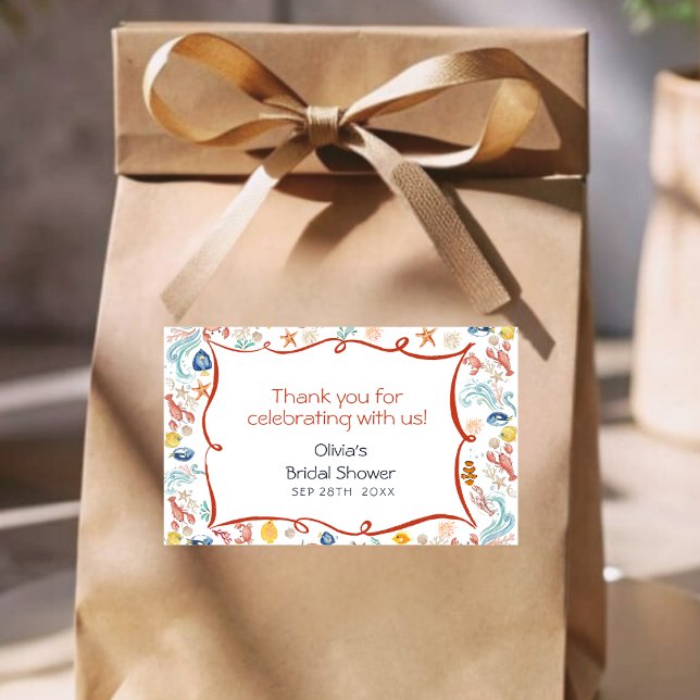 Aquarell unter dem Meer Sie Fängt Brautdusche Rechteckiger Aufkleber (Von Creator hochgeladen)