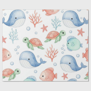 Aquarell Unter dem Meer Süße Ozeantiere Geschenkpapier