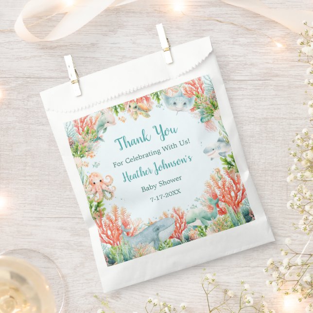 Aquarell unter der Meerwasserdusche Geschenktütchen (Ausgeschnitten)