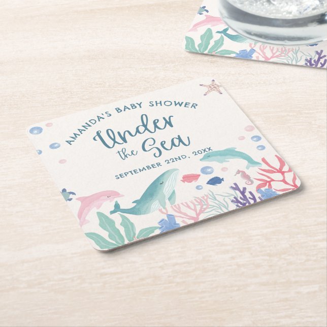 Aquarell unter der Meerwasserdusche Rechteckiger Pappuntersetzer (angewinkelt)