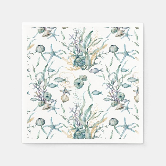 Aquarell Unterhalb des Korallenriffs Serviette (Vorderseite)