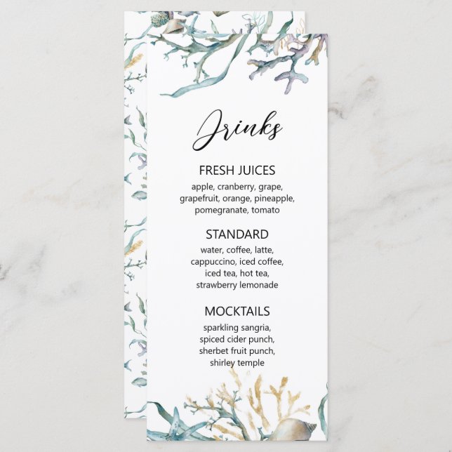 Aquarell Unterhalb des Meeresquallen-Korallenriffs Menükarte (Vorne/Hinten)