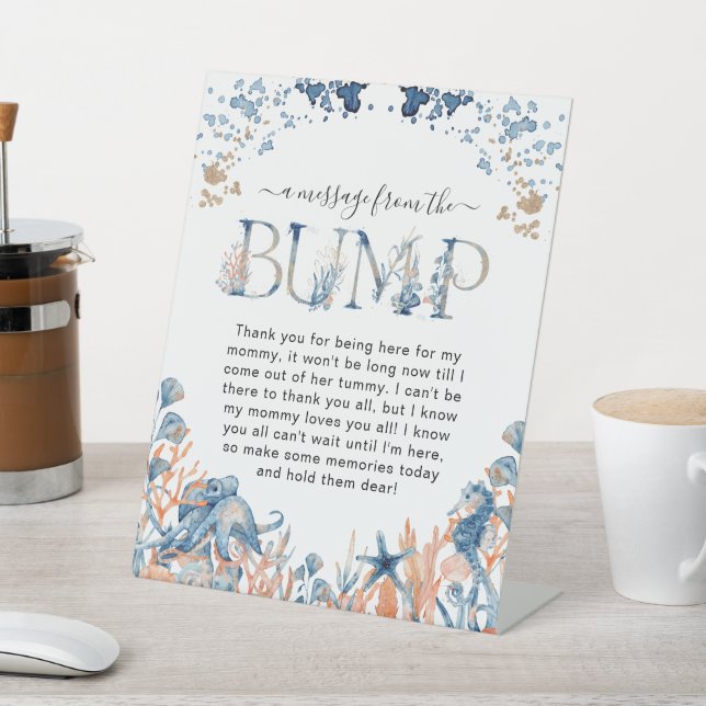 Aquarell Untermeer Eine Nachricht von Bump Sockelschild (In SItu)