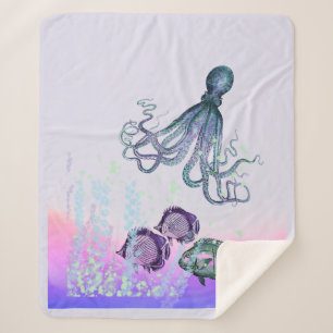 Aquarell Unterseeraum Octopus Fischleben Meer Sherpadecke