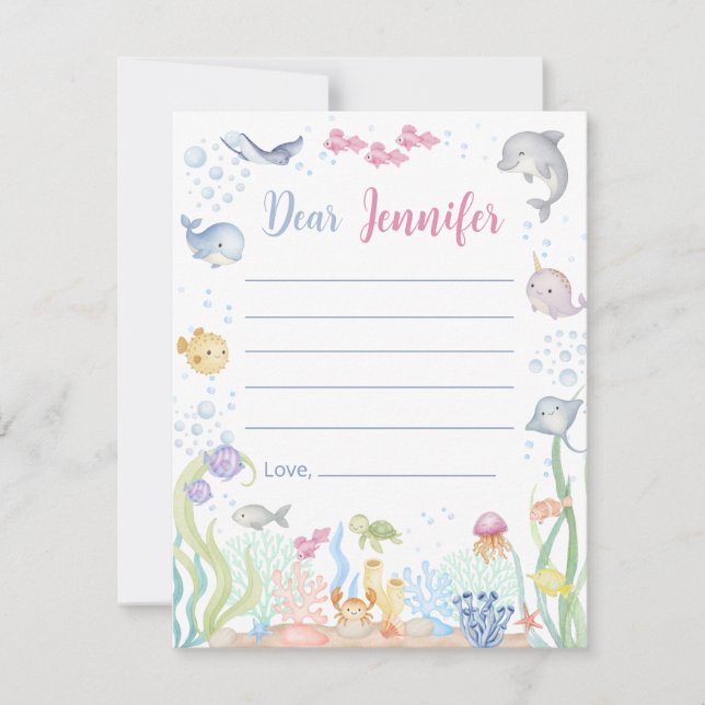 Aquarell Unterwasser Mädchen Personalisierter Brie (Vorderseite)
