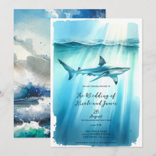 Aquarell Unterwasser Ozean Hai Aquarium Hochzeit Einladung
