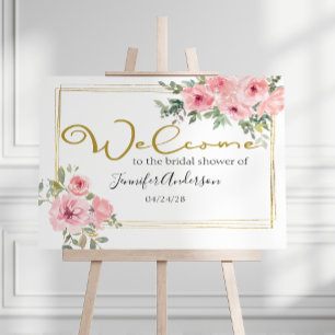 Aquarell Üppiger Rosa Blüten-Duschposter Poster