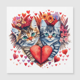 Aquarell Valentine Katzen mit Liebe Magnetkarte