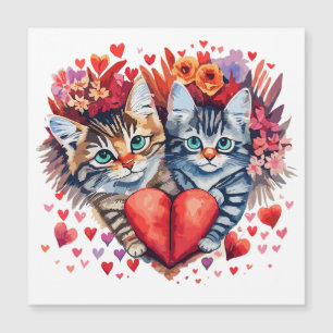 Aquarell Valentine Katzen mit Liebe Magnetkarte