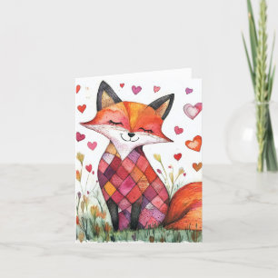 Aquarell-Valentinstag-Fuchs-Karte Feiertagskarte