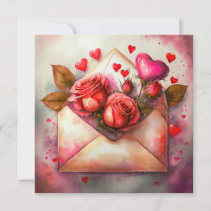 Aquarell-Valentinstag-Umschlag Feiertagskarte