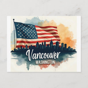 Aquarell Vancouver Washington State Skyline Postkarte