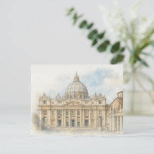 Aquarell-Vatikan-Postkarte Petersbasilika Feiertagspostkarte