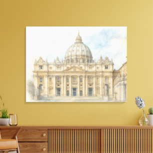 Aquarell Vatikanstadt Petersdom Italien Leinwanddruck