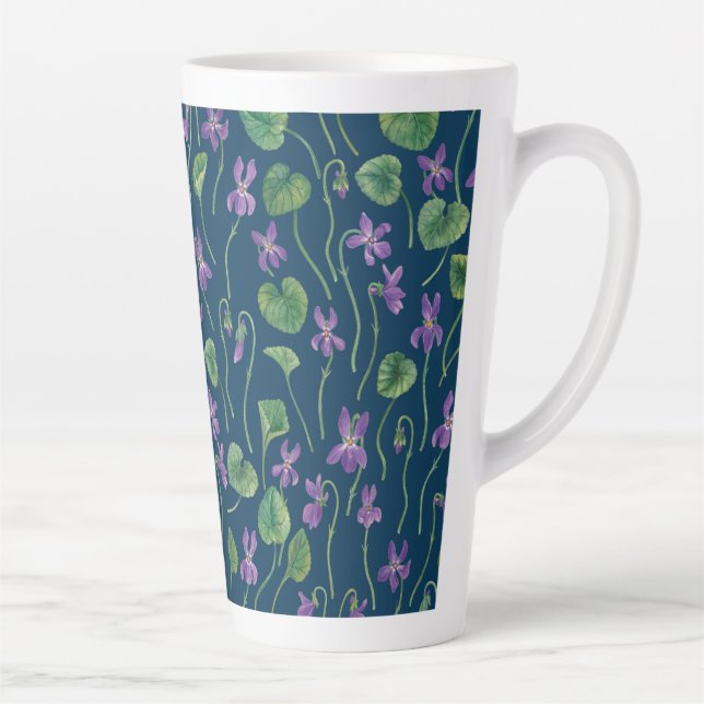 Aquarell-Veilchen auf Blau Milchtasse (Rechts)