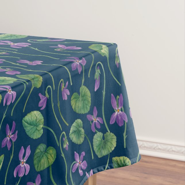 Aquarell-Veilchen auf Blau Tischdecke (Beispiel)