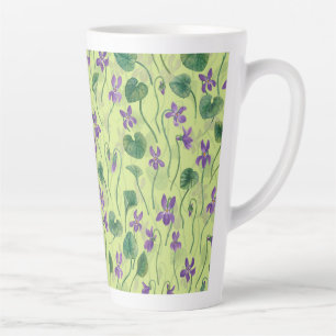 Aquarell-Veilchen auf Honigtau Milchtasse