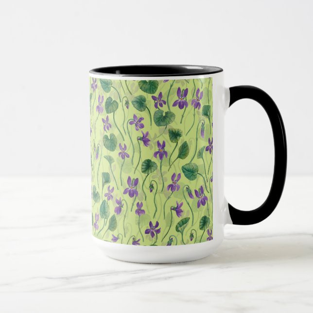 Aquarell-Veilchen auf Honigtau Tasse (Rechts)