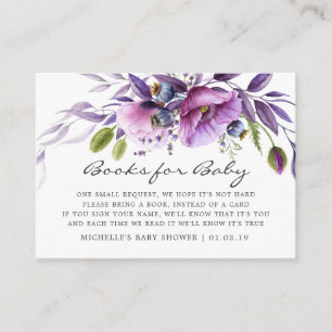 Aquarell-Veilchen-Blumen-Baby-Shower-Buch-Anfrage Begleitkarte
